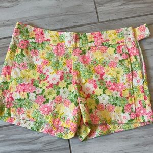 Lilly Pulitzer Floral Lace Shorts in Pink, Yellow, and Green